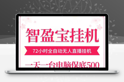 智盈宝72小时无人直播褂机，一台电脑一天五百小几千~-亿多多首码网