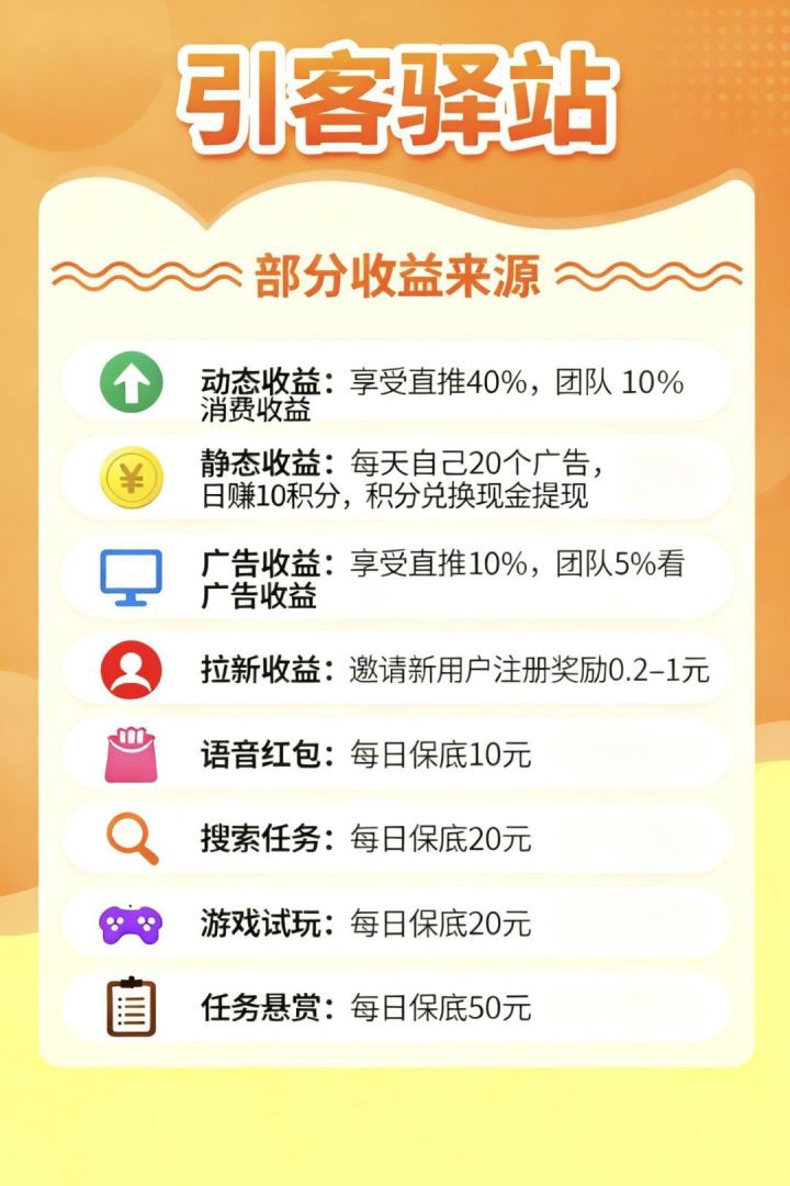 引客驿站，多元化收益一元起提-亿多多首码网