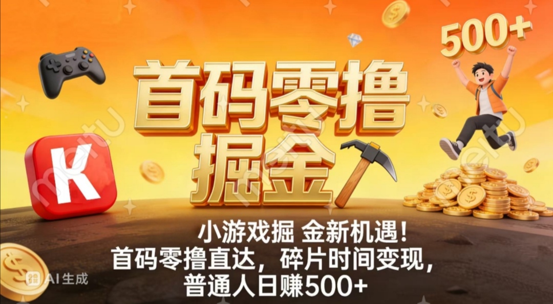 零撸小游戏赚钱！一天薅50-100！门槛无易操作！（持续更新中）-亿多多首码网